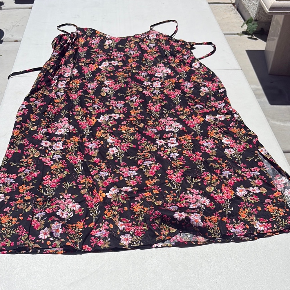 Time and Tru Black Floral Midi Dress